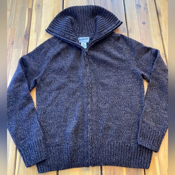 Pendleton Vintage Womens 100% Merino Wool Full Zip Funnel Neck Seeater Size Med - Picture 1 of 4